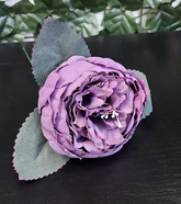 Capete de bujor artificial mov – material textil, diametru 9 cm, lungime 26 cm